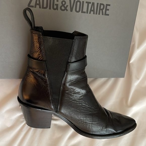 Zadig & Voltaire Tyler Cecilia Vintage Patent Boots Noir - Picture 10 of 12